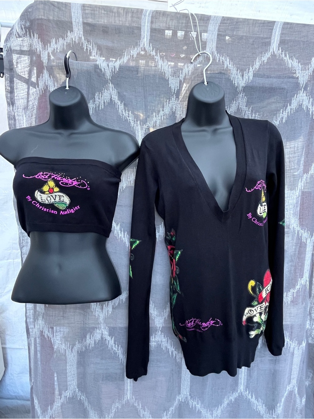 Christian Audigier 2 Piece Knit Set Vintage Women Size L